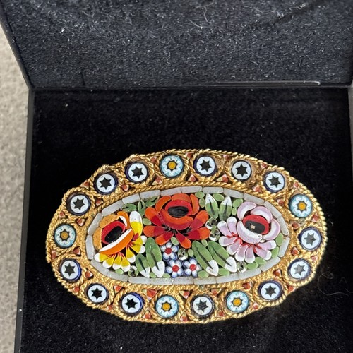 Micro mosaic brooch vintage - brooch,