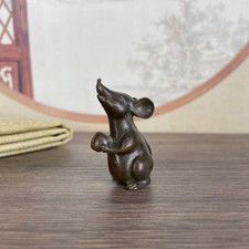 Rare Bronze Handmade Mouse Figure Statue Netsuke Collectable Table Decoration !