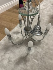 John Lewis 5 Arm Chrome And Glass Chandelier