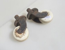 HUGE Antique Iron & Ceramic Furniture Castors Vintage Wheels Old Iron Victorian