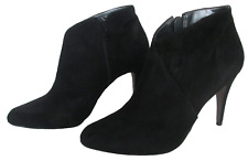 EVANS SIZE 6 39 WOMENS BLACK SUEDE ANKLE SHOE BOOTS BOOTIES HEELS ZIPS