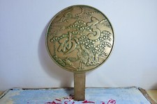 VINTAGE JAPANESE MEJI BRONZE HAND MIRROR - OLD JAPAN BRONZE HAND HEAVY MIRROR