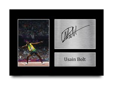Usain Bolt Signed Pre Printed Autograph A4 Photo Gift For Jamaican Athletics Fan