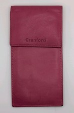 Cranberry Coloured  slim Cranford Soft Hand crafted Leather Glasses Case.