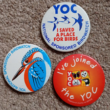 3 x YOC PIN BADGES - Retro Wildlife Charity Bundle Mixed Lot National BIRDWATCH