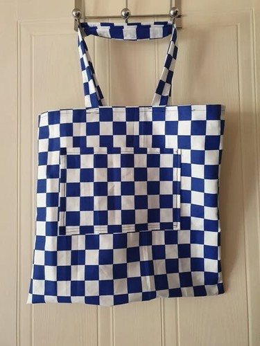 Blue white large check - , beach
