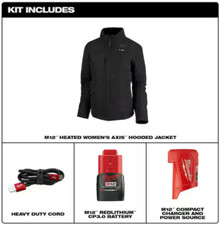 ~NEW~ Women's Milwaukee AXIS Heated Jacket Kit Black W/ Battery & Charger  SZ: M
