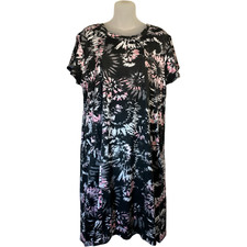 Carole Hochman Sz XS Feather Soft Jersey Sleepshirt QVC BLACK MULTI