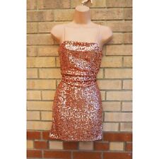 Dare to Bare rose gold pink sequin strappy bodycon mini party cocktail dress 10