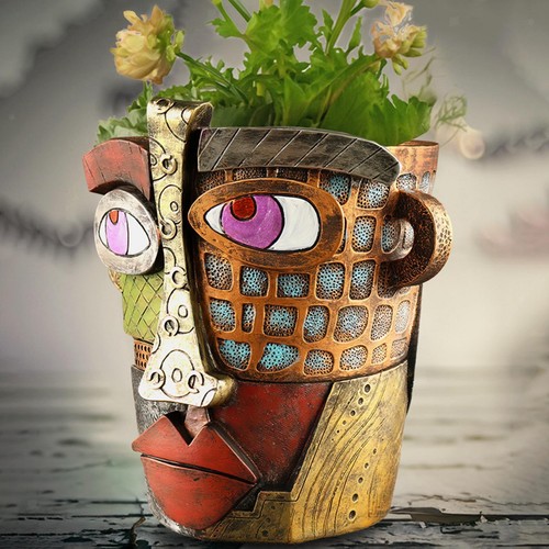 Head planter cactus pen holder - cactus,
