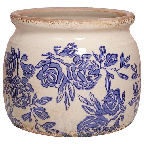 Chinoiserie ceramic plant pot - ceramic,