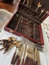 Rosewood And Bronze 95 Piece Cutlery Set. 1990s, Rarely Used.
