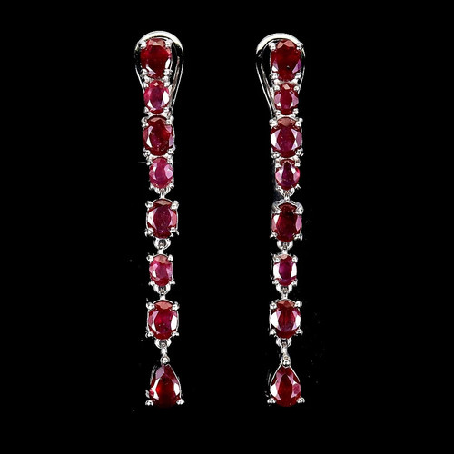 Silver earrings ruby genuine - silver,