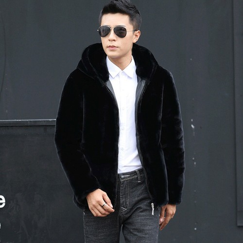 Men faux fur coat - faux,