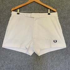 VTG Fred Perry Mens Shorts Tennis Sports Wear White Sz Waist 36" 91cm Adjustable