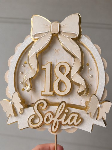 Personalised neutral bow cake - bow,
