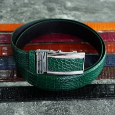 Crocodile Green Leather Belt