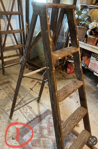 Vtg wood folding ladder - wood,