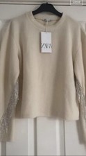 Zara Fringe diamonte Sweat Top