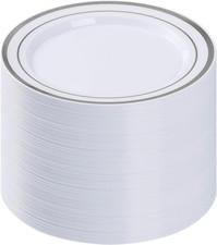 100PCS Silver Plastic Plates