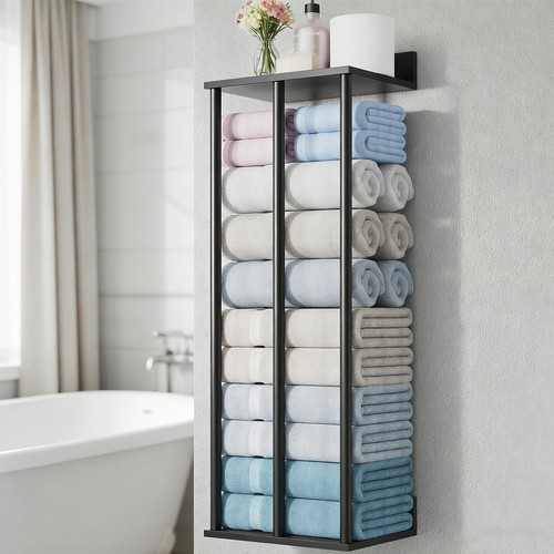Bathroom towel storage black - bathroom,