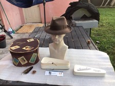 Vintage OUTSTANDING 1940S Borsalino Brown Fedora 7-1/8+++ 7-1/4 & Box & Docum.