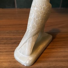 Antique Egyptian Horus Falcon Statue – Handmade Carved Galala Cream Marble 