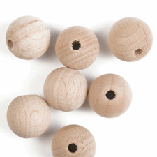 Trimits Beads: Beech Wood: 20mm: Pack of 7