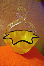 antique victorian glass basket bonbon dish