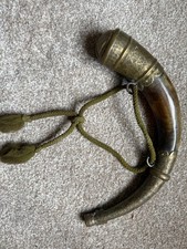 Antique Decorated Brass Gun Powder Horn North African circa 18th-19th Century