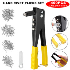 Heavy Duty Hand Pop Rivet Gun Tool Kit + 400PCS Assorted Rivets + 4 Nozzle Head
