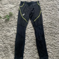 Asics Mens Black Lycra Pants With Ankle Zip medium