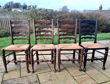 Set of 4 Vintage Carved Oak