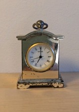 Novelty Miniature Everite Silver Tone Plated Metallic Quartz Clock