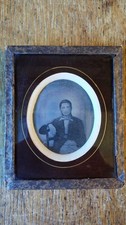 1850'S ANTIQUE AMBROTYPE PHOTOGRAPH - GENTLEMAN - SIXTH PLATE - NAMED