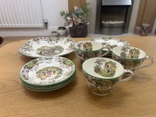 Spode Byron Bone China 3 Cups, 4 Saucers, 4 Side Plates, Serving Dish VINTAGE 