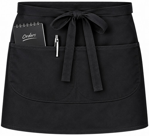 Black waist apron half size - apron,