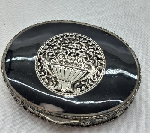 Antique sterling and enamel - and,