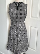 vintage 60s Dress Size 12 Dog Tooth Horrockses Cotton Summer Festival Retro
