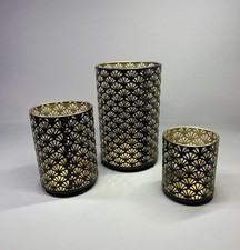 Pillar Candle Holder Metal Hurricane Vintage Candlestick Lanterns Case Set of 3