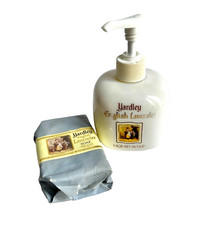 Vintage Yardley English Lavender Ceramic Soap Dispenser and Soap Bar