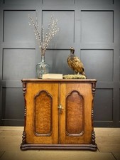 Antique Walnut & Oak Cabinet Drawers And Cupboard / Sewing Drinks Cabinet