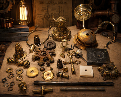 Vintage brass lighting - vintage, parts