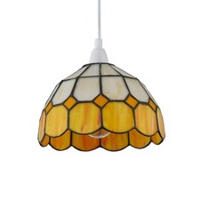Amber Tiffany Coloured Glass Easy Fit Pendant Shade Ceiling Lightshade