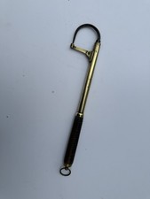 Antique Brass Salmon Fishing Gaff With Turned Wood Handle Telescopic