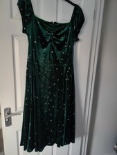 Collectif Size 22 Green Velvet Dolores Star Glitter Swing Doll Christmas