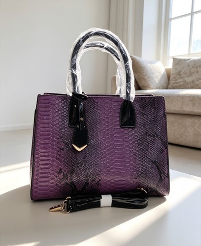 Purple croc effect handbag - effect,