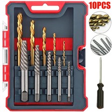 10x HSS Drill Bits Set and Screw Extractors For Easy Out Screws, Studs & Bolts