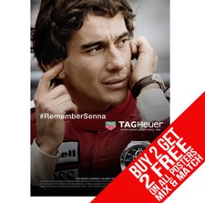 AYRTON SENNA EE2 TAG HEUER WATCH F1 POSTER A4 A3 SIZE - BUY 2 GET ANY 2 FREE