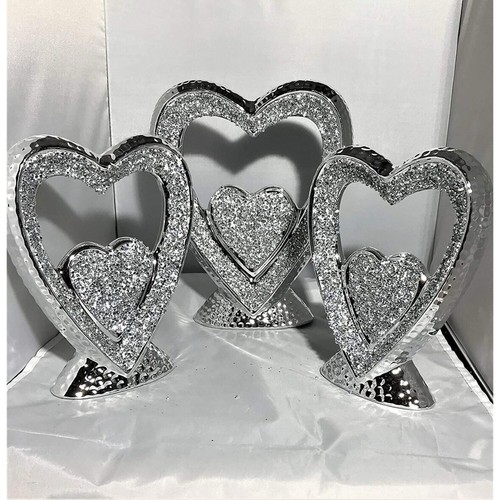 Silver hearts sparkle ornament - hearts,